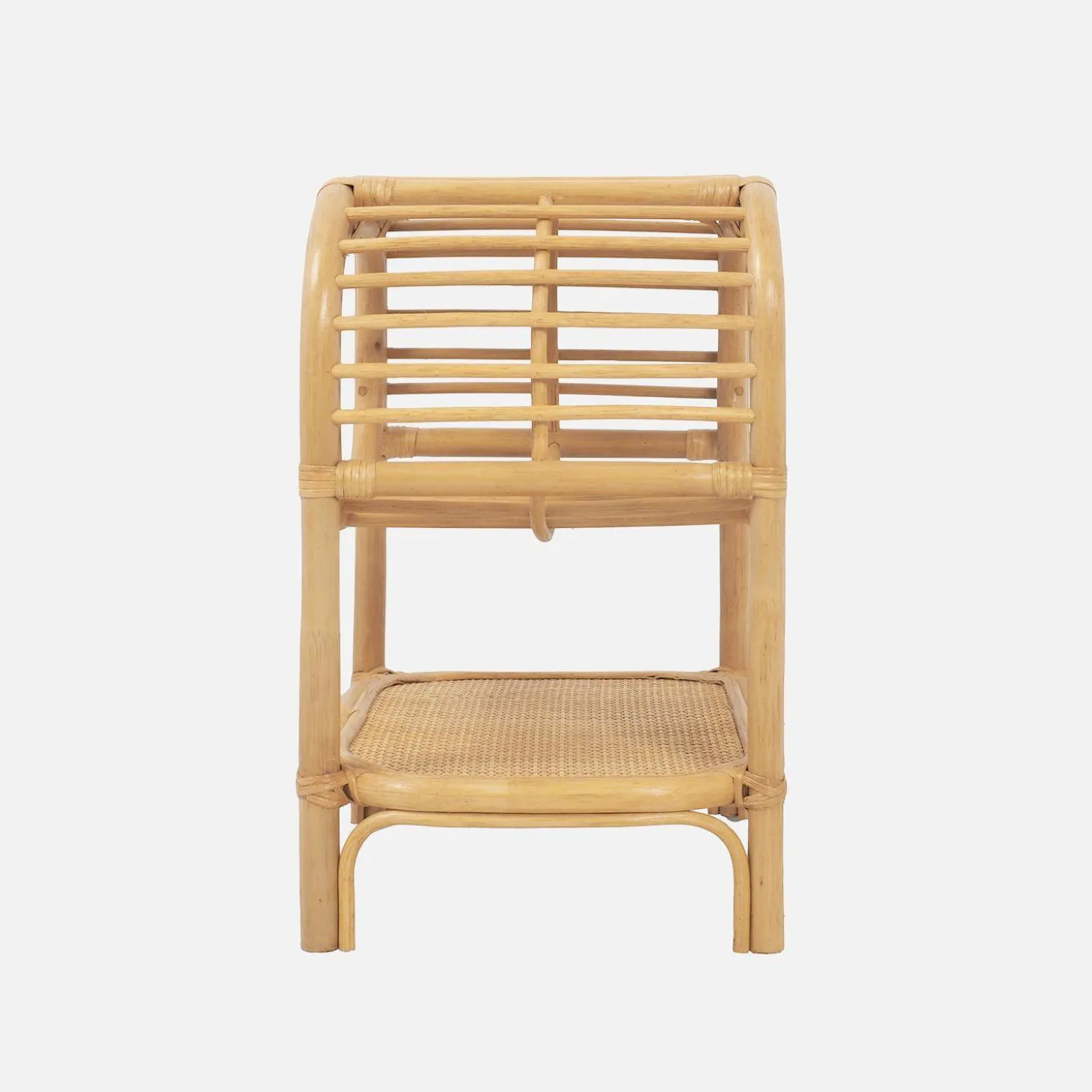 Mesa de cabeceira rotim natural curvado, 1 prateleira