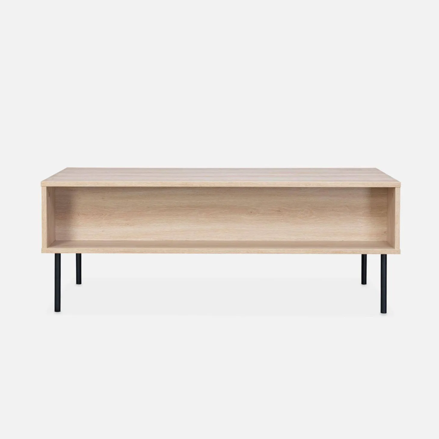 Mesa de centro com efeito de madeira ranhurada