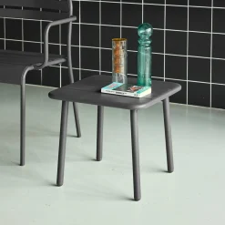 Mesa de centro de jardim bistrô quadrada em aço, 45cm