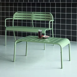 Mesa de centro de jardim bistrô quadrada em aço, 90cm