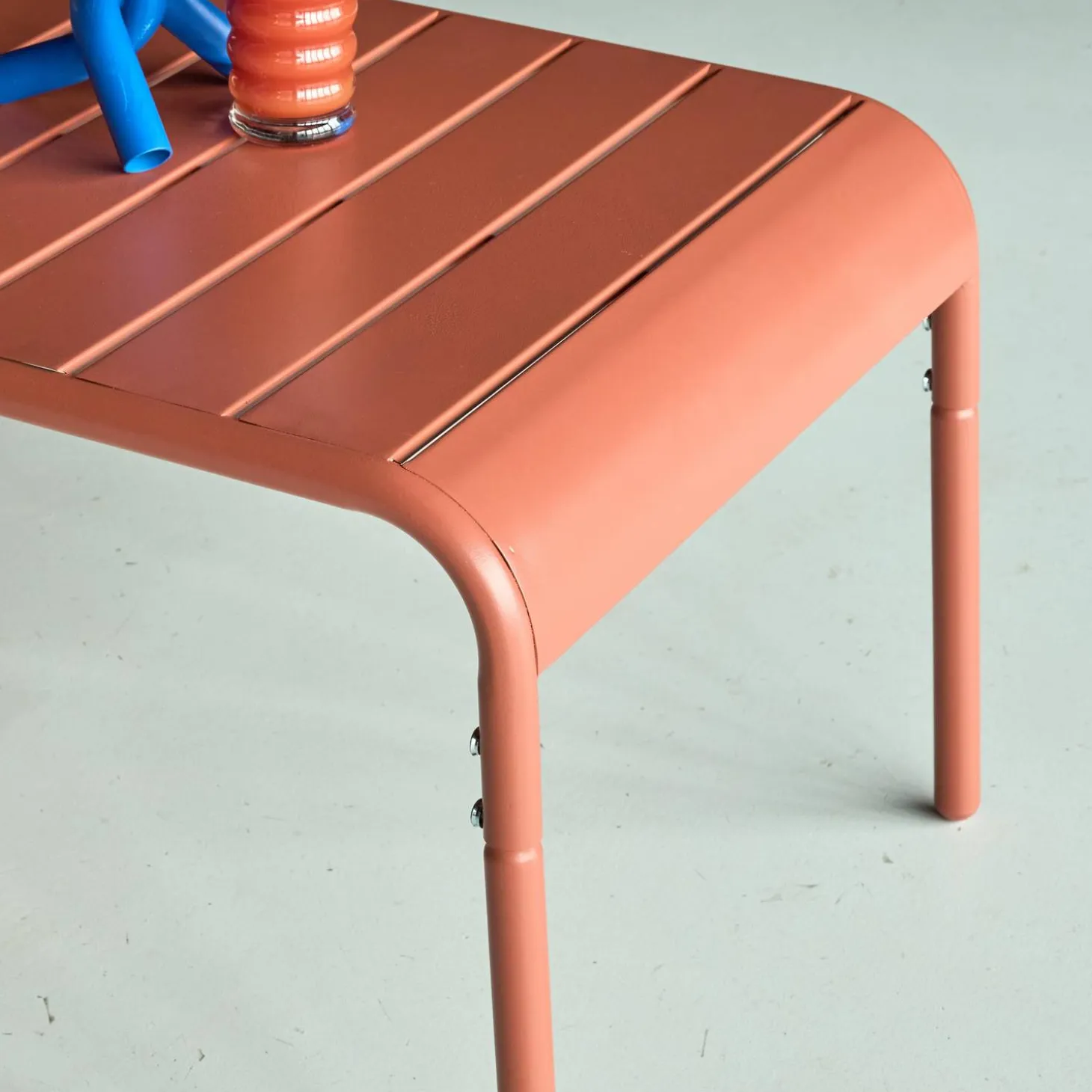 Mesa de centro de jardim bistrô quadrada em aço, 90cm