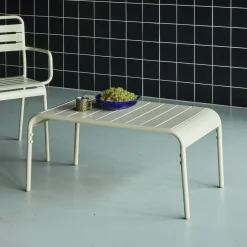 Mesa de centro de jardim bistrô quadrada em aço, 90cm