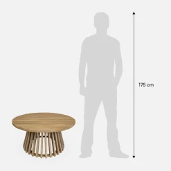 Mesa de centro de jardim em madeira de acácia, 80cm