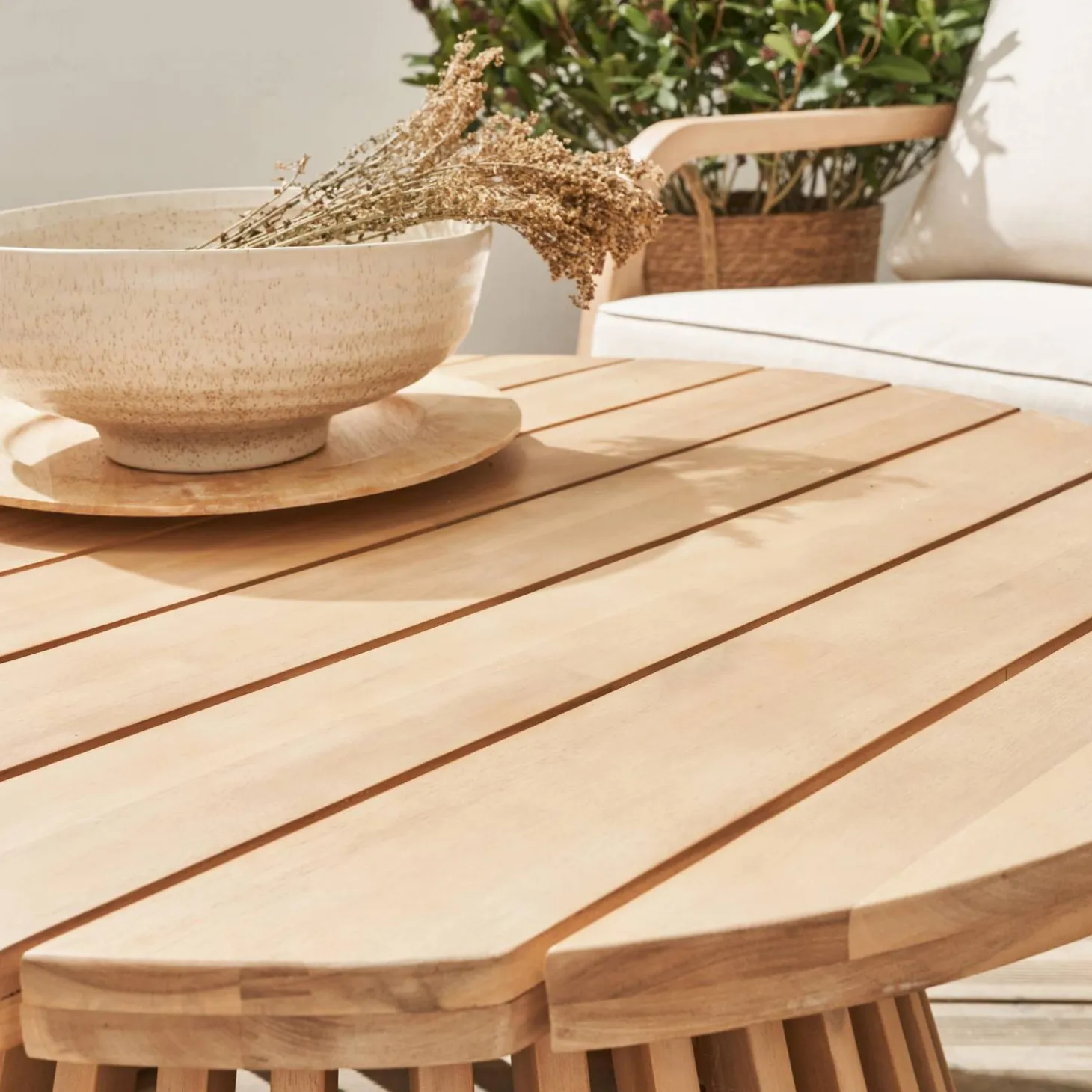 Mesa de centro de jardim em madeira de acácia, 80cm