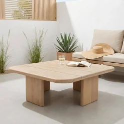 Mesa de centro de jardim quadrada em madeira de acácia, 70 cm