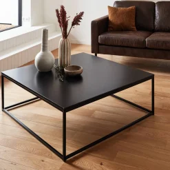Mesa de centro de metal preto fosco