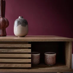 Mesa de centro escandinava com efeito madeira ranhurada