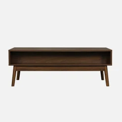 Mesa de centro escandinava com efeito madeira, 2 nichos