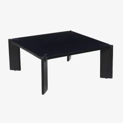 Mesa de centro exótica quadrada em madeira maciça