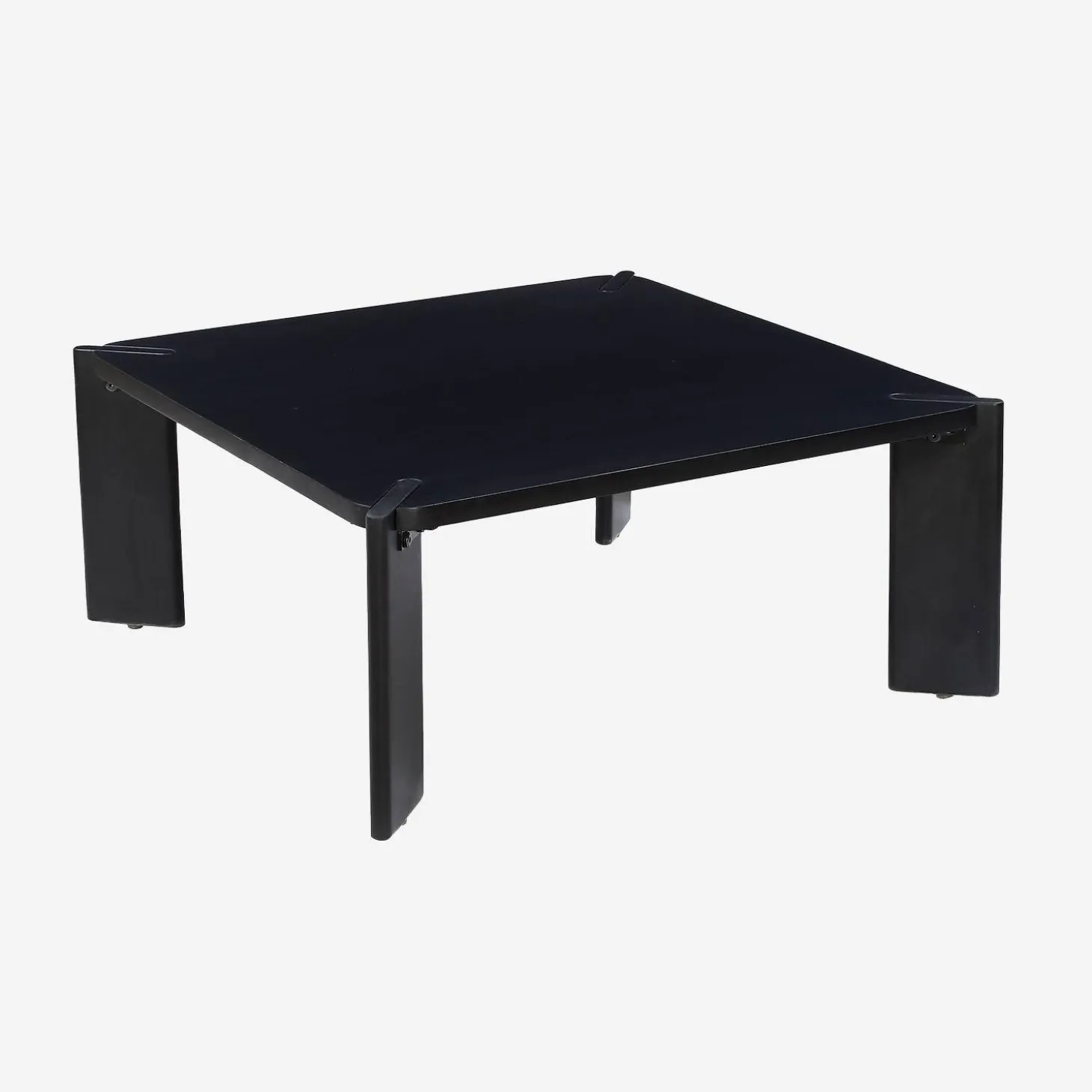 Mesa de centro exótica quadrada em madeira maciça