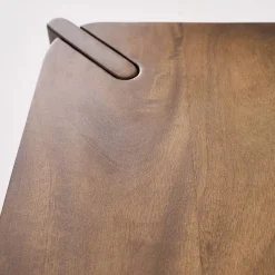 Mesa de centro exótica quadrada em madeira maciça