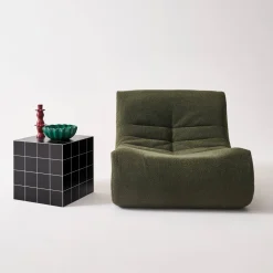 Mesa de centro, mesa auxiliar cúbica com acabamento em cerâmica, 40 x 40 cm
