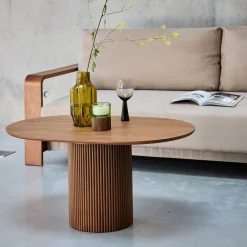 Mesa de centro oblonga com efeito de madeira