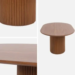 Mesa de centro oblonga com efeito de madeira