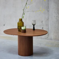 Mesa de centro oblonga com efeito de madeira