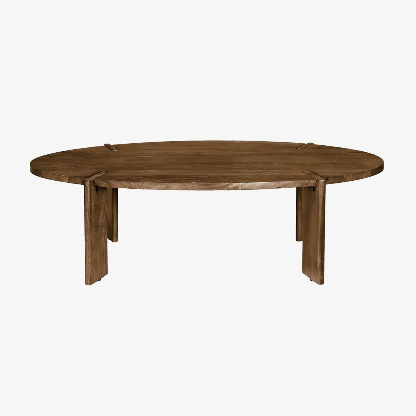 Mesa de centro oval em madeira de manga maciça
