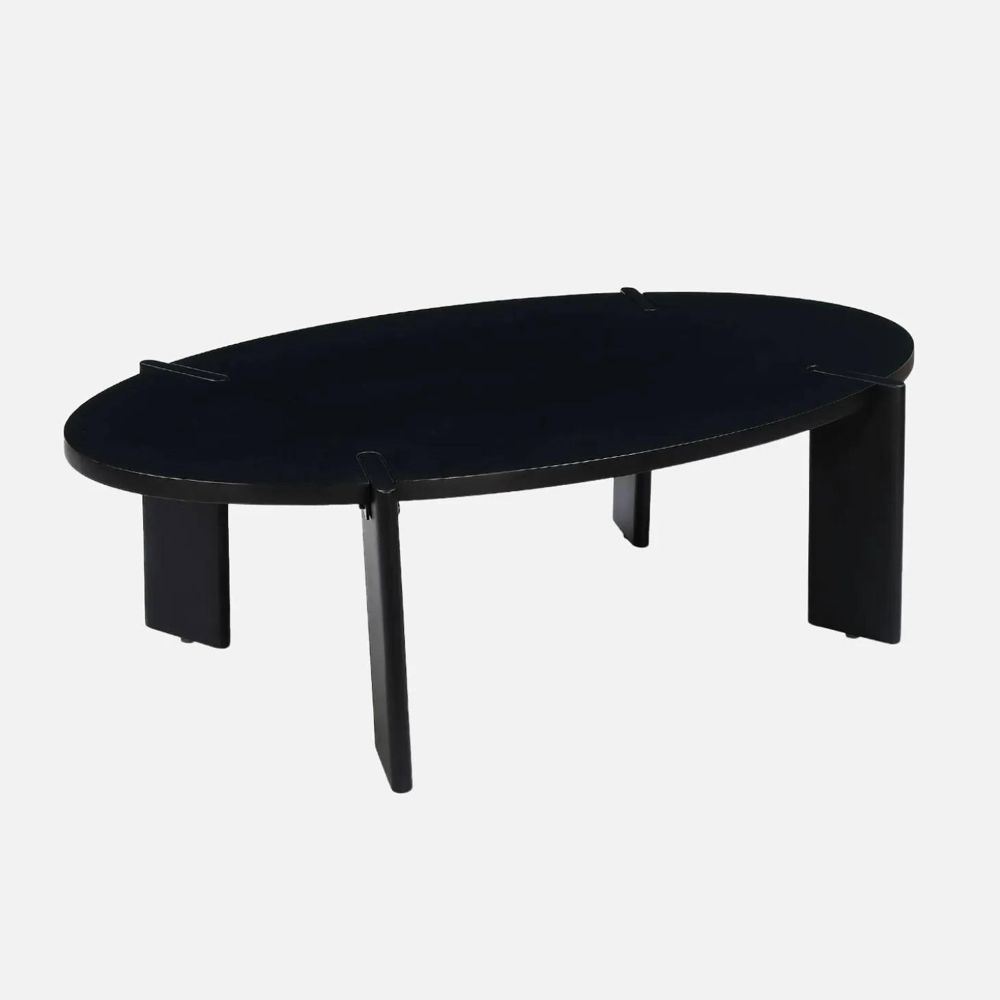 Mesa de centro oval em madeira de manga maciça