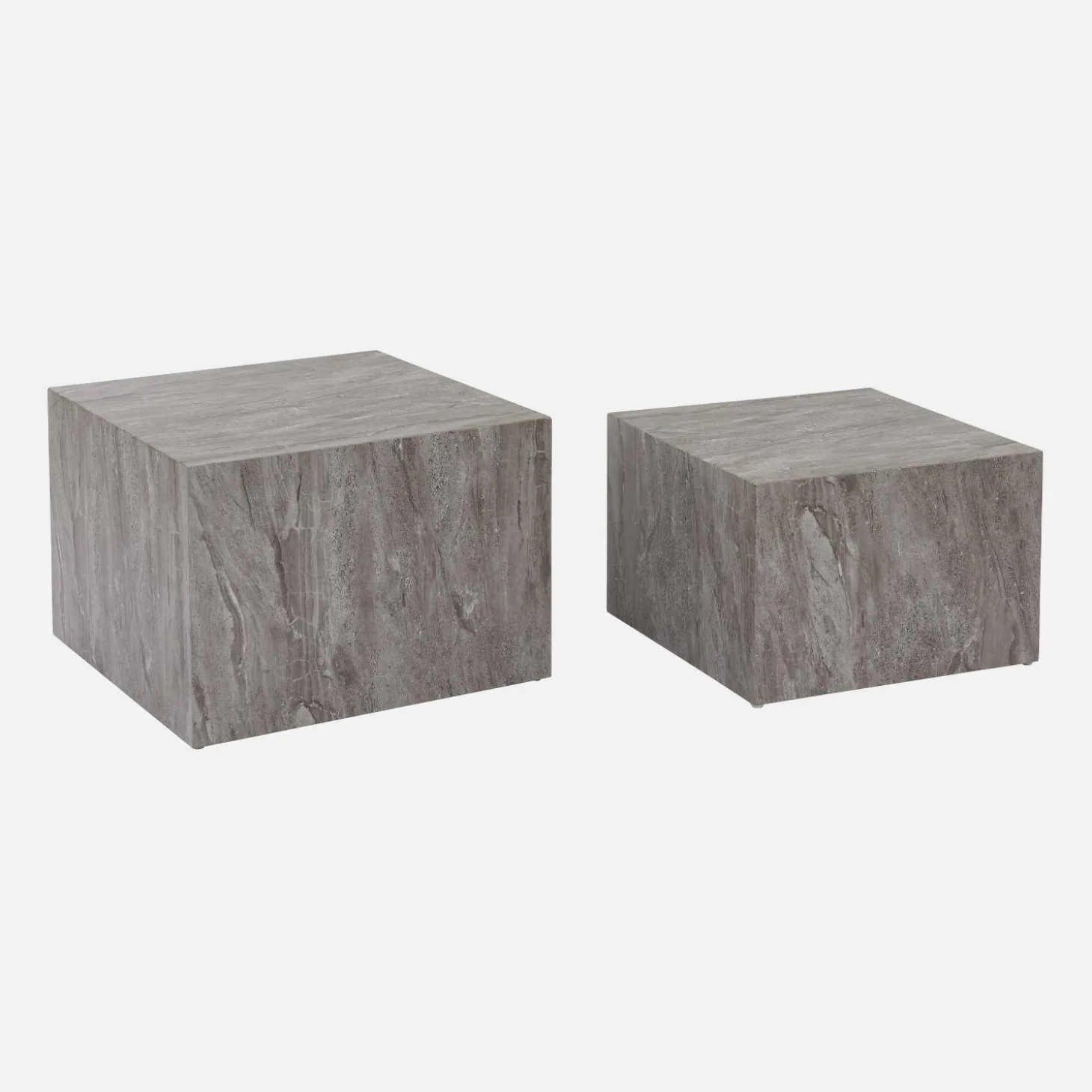 Mesa de centro quadrada com efeito mármore, set de 2