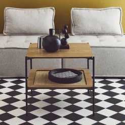 Mesa de centro quadrada com efeito de madeira