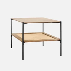 Mesa de centro quadrada com efeito de madeira