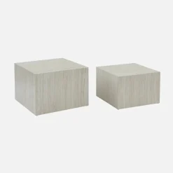 Mesa de centro quadrada com efeito mármore, set de 2
