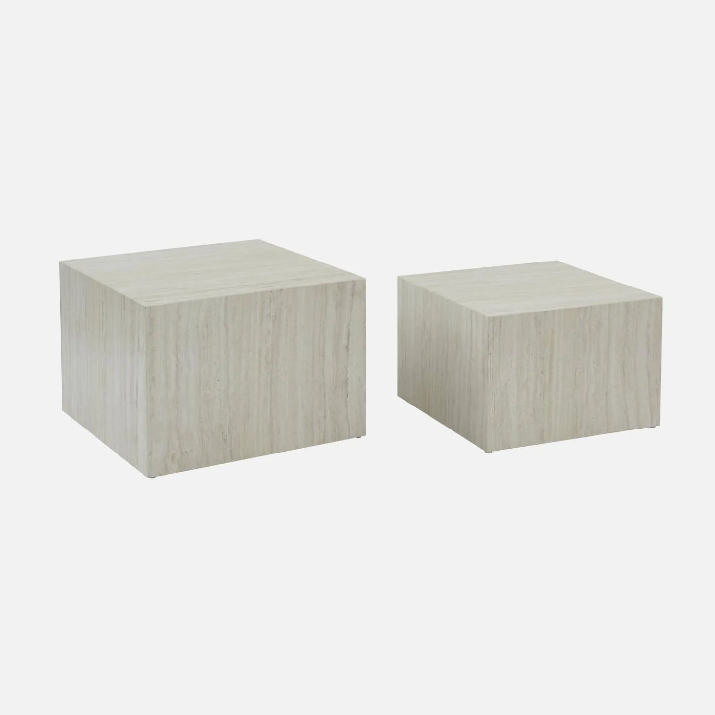 Mesa de centro quadrada com efeito mármore, set de 2