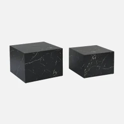 Mesa de centro quadrada com efeito mármore, set de 2