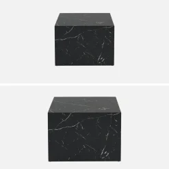 Mesa de centro quadrada com efeito mármore, set de 2