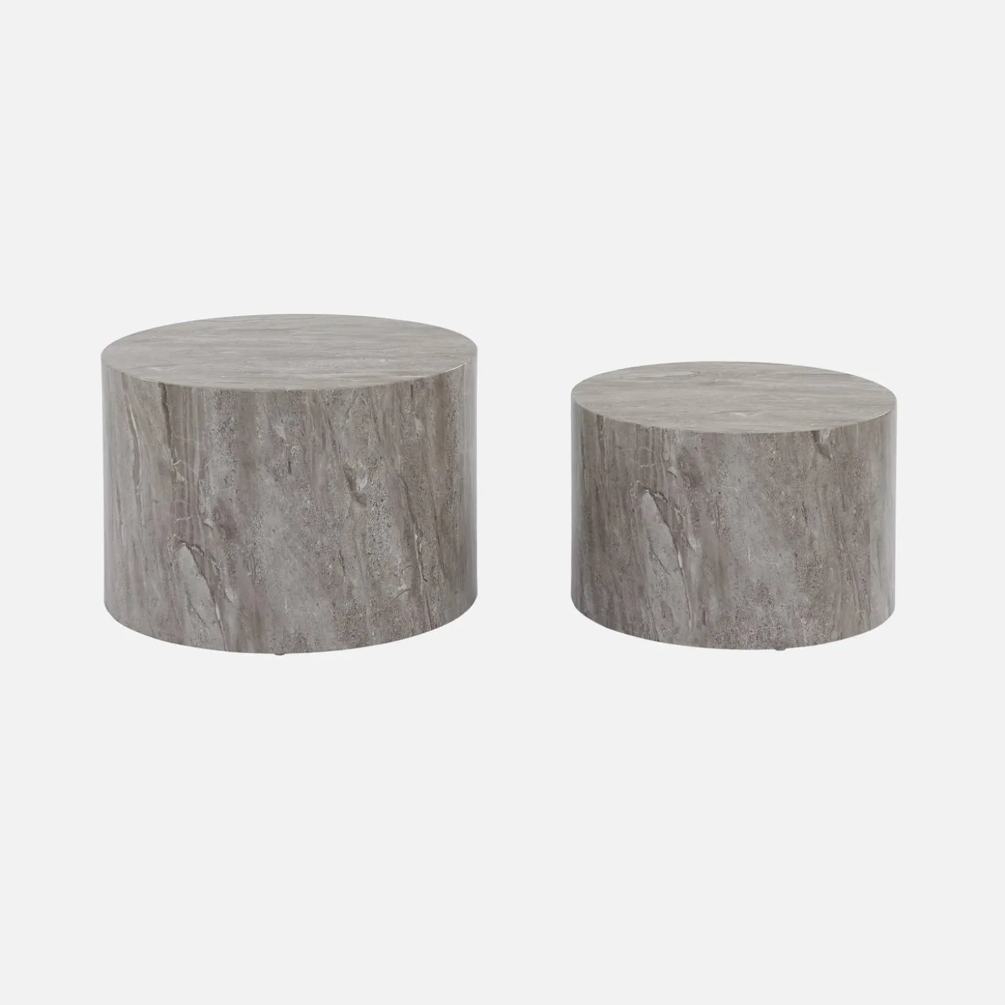 Mesa de centro redonda com efeito mármore, set de 2