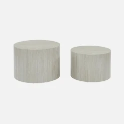 Mesa de centro redonda com efeito mármore, set de 2