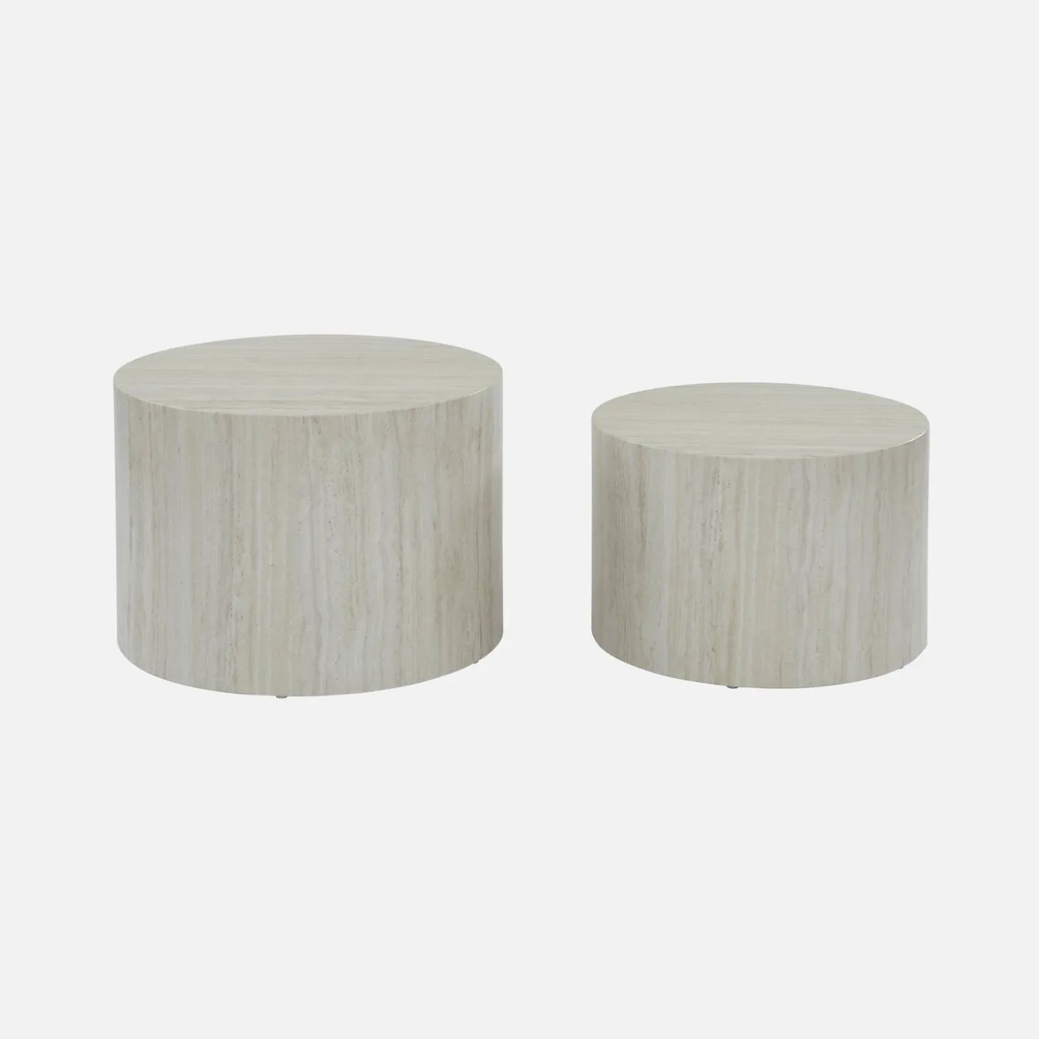 Mesa de centro redonda com efeito mármore, set de 2