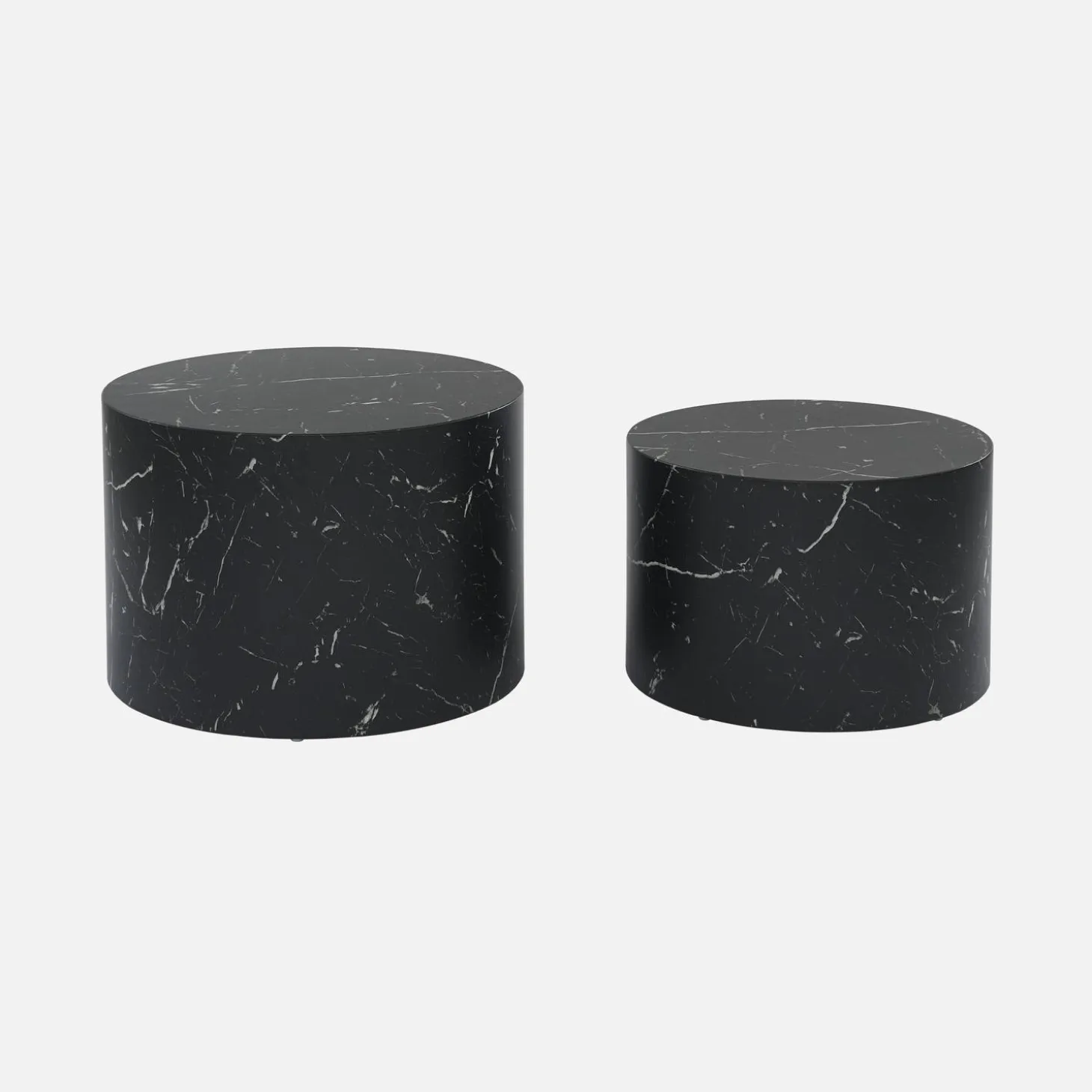 Mesa de centro redonda com efeito mármore, set de 2
