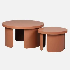 Mesa de centro redonda encaixável, set de 2