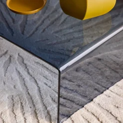 Mesa de centro retangular de cristal temperado