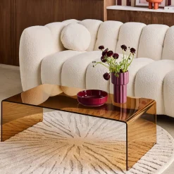 Mesa de centro retangular de cristal temperado