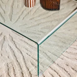 Mesa de centro retangular de cristal temperado