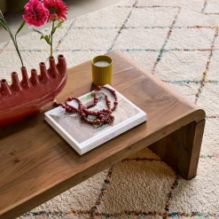 Mesa de centro retangular em acácia maciça, 100cm