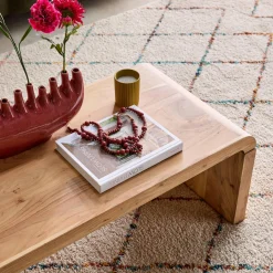 Mesa de centro retangular em acácia maciça, 100cm
