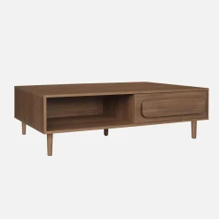 Mesa de centro vintage efeito madeira 1 gaveta