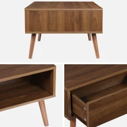 Mesa de centro vintage em madeira de nogueira