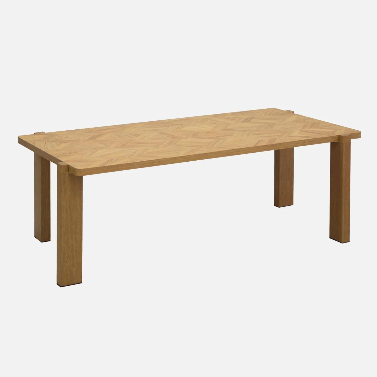 Mesa de centro vintage em madeira com tampo espinha, 120cm