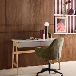 Mesa de escritório decorada em madeira com 2 gavetas, 120cm