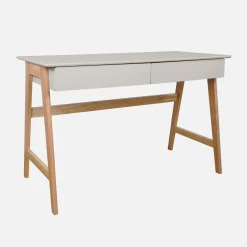 Mesa de escritório decorada em madeira com 2 gavetas, 120cm