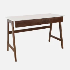 Mesa de escritório decorada em madeira com 2 gavetas, 120cm