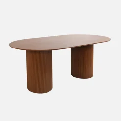 Mesa de jantar oblonga com efeito de madeira para 4-6 pessoas, 180cm
