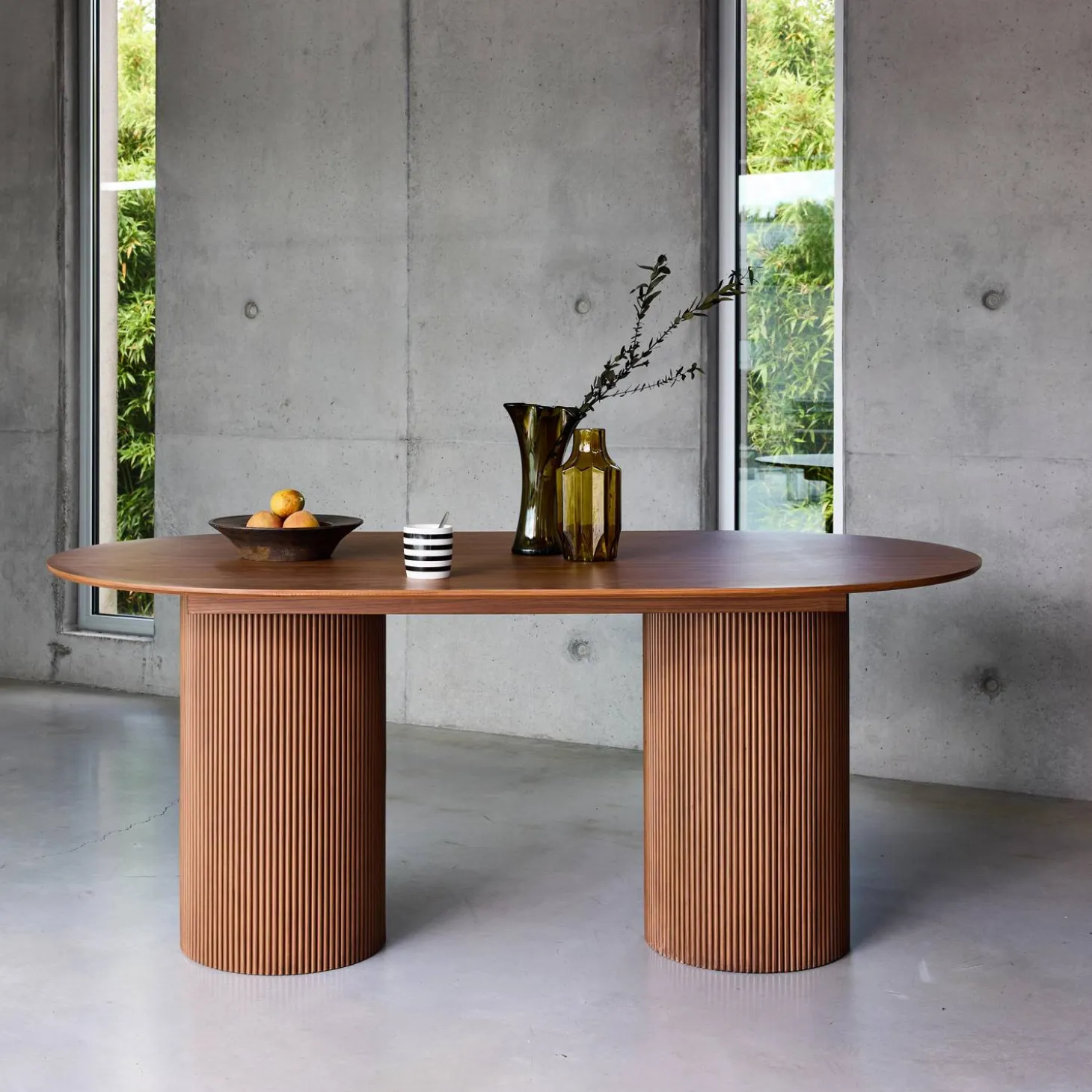 Mesa de jantar oblonga com efeito de madeira para 4-6 pessoas, 180cm