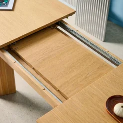 Mesa de jantar oblonga extensível madeira de 6-8 lugares