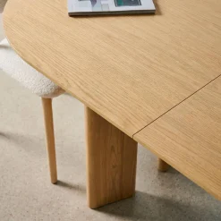 Mesa de jantar oblonga extensível madeira de 6-8 lugares