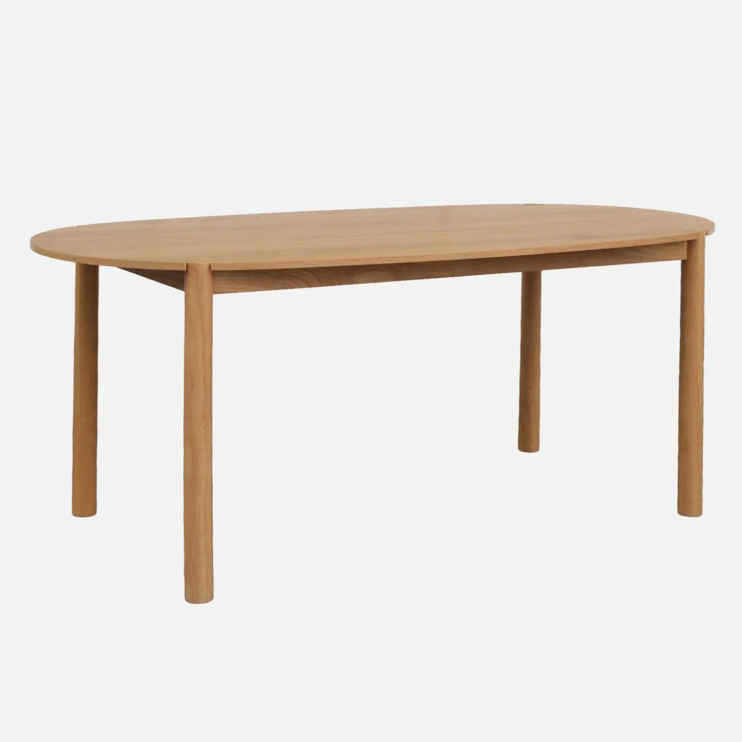 Mesa de jantar oval de madeira de seringueira, 6 lugares