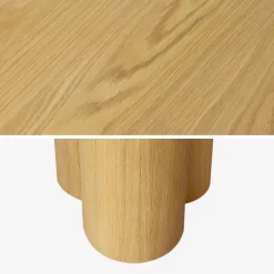 Mesa de jantar oval de madeira e folheado de carvalho para 8 lugares